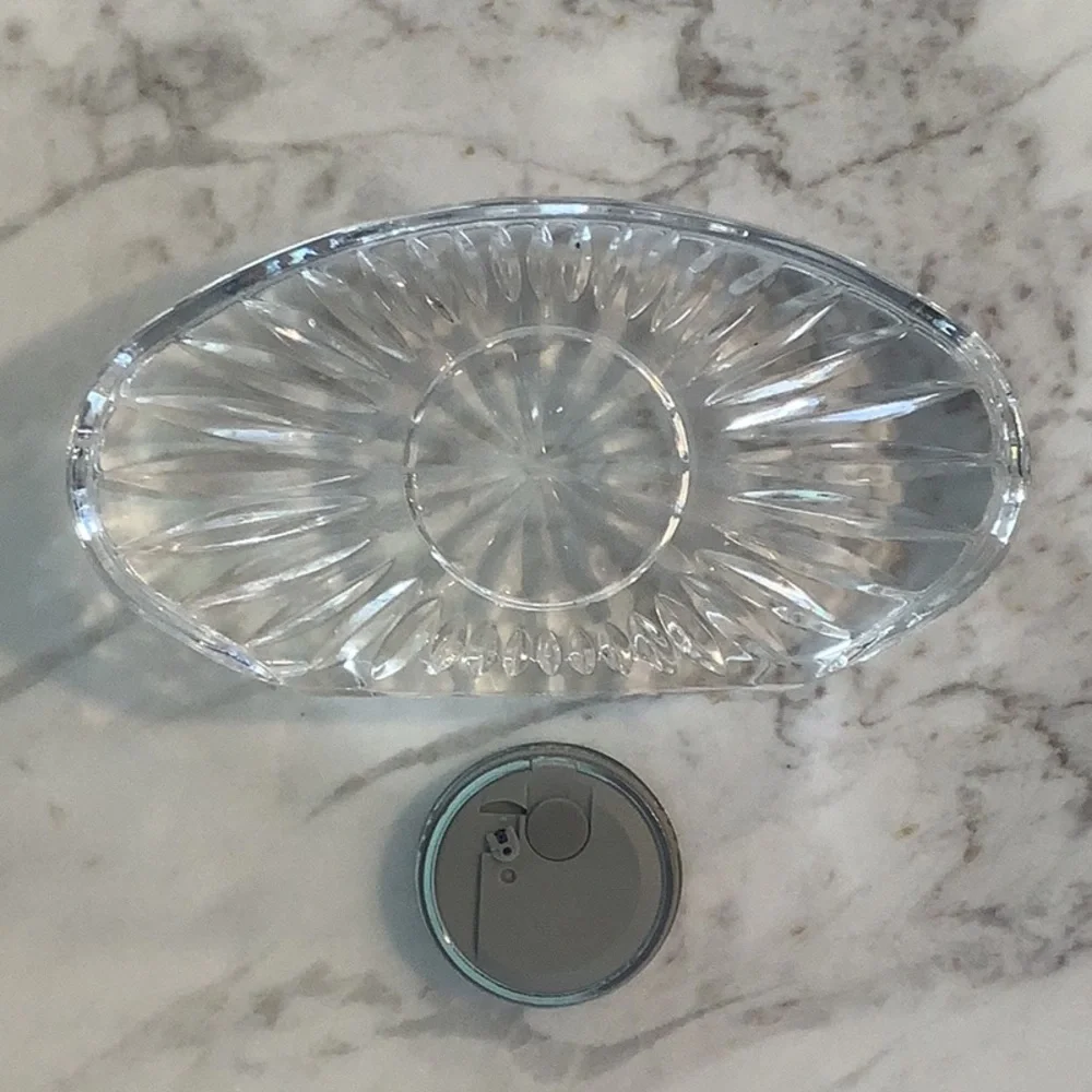Waterford Clear Crystal Oval Desk Clock with Sunburst Cut